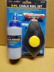 3 Piece Chalk Line Set 100 Feet With Line Level - Picture 1 of 1