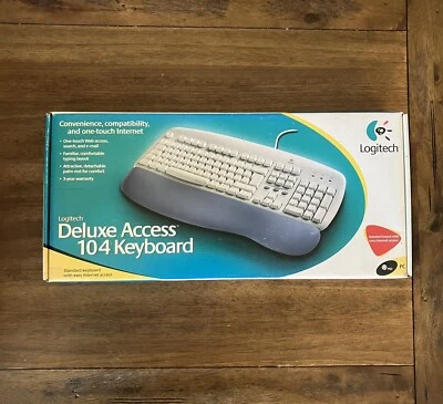 Logitech Internet Deluxe Access 104 Keyboard Windows 95/98/NT/2000 New, Sealed - Image 1 of 4