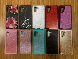 Samsung Galaxy Note10 Case (Marble/Glitter) Protective Case Cover+Tempered Glass - Picture 1 of 9