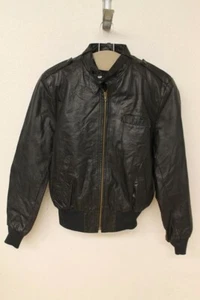 HERREN GINOLEATHERS VINTAGE SCHWARZ LEDER CAFE RACER/MOTORRAD JACKE GR 44 - Bild 1 von 7