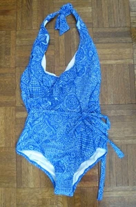 ANTHROPOLOGIE by MERMAID RUFFLED HALTER MAILLOT BATHING SUIT – NEW – Size LARGE - Picture 1 of 10