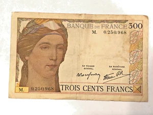 RARE: 1938 France 300 Francs note from Banque de France - Letter M - P.87, VF-XF - Picture 1 of 2