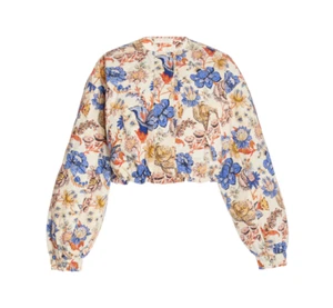 Ulla Johnson Jade Jacke Damen XL orange blau gesteppt Blumen Baumwolle Langarm - Bild 1 von 12