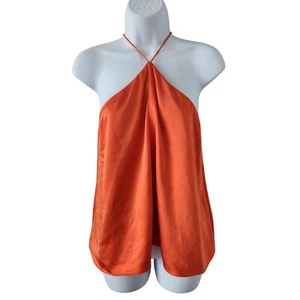Top de satén con cuello halter naranja Obando Collective para mujer talla 10 DEFECTUOSO - Imagen 1 de 10