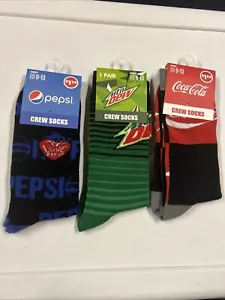 Novelty unisex socks soda theme pack Of 3 Size 6-13 - Picture 1 of 1