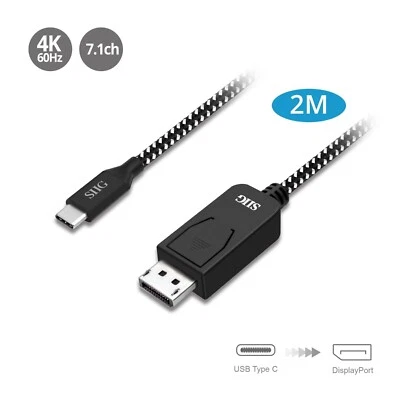 SIIG USB Type-C to DisplayPort Cable 2Meter OPP Bag Model CB-TC0A12-S1 - Image 1 of 4