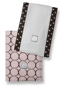 2 New Swaddle Designs Baby Burp Cloth Set of Two Burp Cloths Mod Circle Pink - Picture 1 of 1