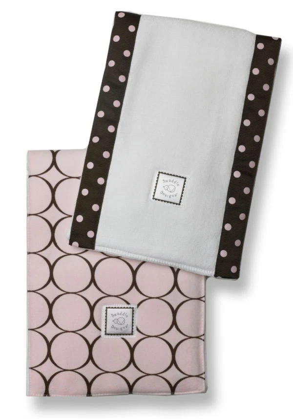 2 Nuevos Diseños de Envoltura Bebé Eructo Paño Conjunto de Dos Paños Mod Círculo Rosa Foto 1 de 1