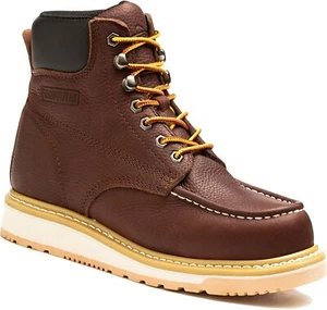 NEW Men Bull Run Moc Toe 6" Work Boot NON-SLIP Waterproof Shoe GenuineLeather - Picture 1 of 18