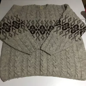 LL Bean Wool Cable knit Fisherman Nordic Sweater Mens XL Made In Scotland - Picture 1 of 10