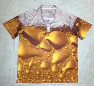 Play Loud Golf PLG Mens M Polo Shirt Beer Alcohol Bubbles Multicolor - Picture 1 of 5