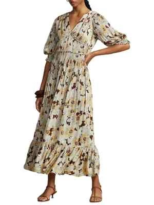 Maxi Vestido Polo Ralph Lauren Primavera Buttercup Floral Plisado Talla 4 $698 Foto 1 de 4