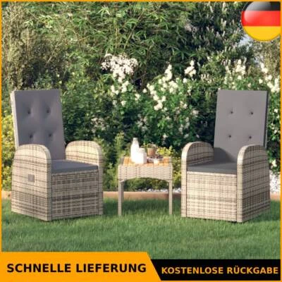 2x Garten Liegestuhl Poly Rattan Grau Gartensessel Gartenstuhl Stuhl vidaXL - Bild 1 von 4