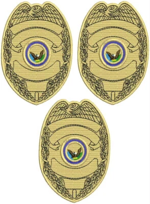 3 insignias bordadas personalizadas H3.93 X W2.87 '' NEGRO SOBRE bronceado Foto 1 de 2