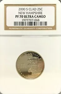 2000-S CLAD NEW HAMPSHIRE QUARTER PF 70 NGC - Picture 1 of 2