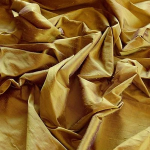 Iridescent Gold Violet Dupioni 100% Silk Fabric, 44" Wide, By The Yard (S-176) - Picture 1 of 4