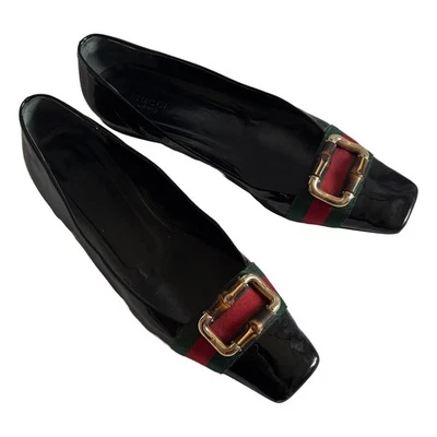 Zapatos planos Gucci vintage de charol negro para mujer talla 9,5 Foto 1 de 4