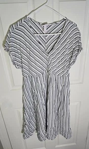 Isabel Maternity Womens Striped Boho Navy White Dress Large - Picture 1 of 8