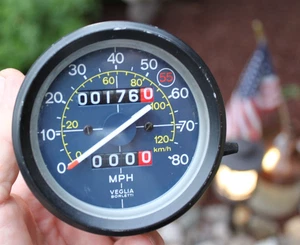 Rare Veglia Borletti Speedo Speedometer 0-80MPH Trip Meter Light Italy WORKS - Bild 1 von 12