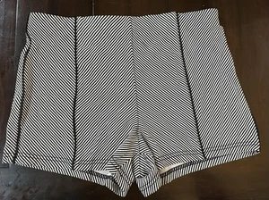 BEBE Shorts Womens Size M Black White Stripe Flat Front Mid Rise Back Zipper - Picture 1 of 4