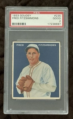 1933 Goudey Baseball #235 Fred Fitzsimmons (RC) PSA 2 Good - Image 1 of 2