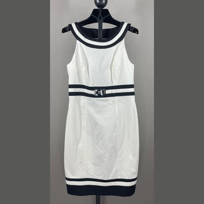 NUEVO Vestido Casa Blanca Mercado Negro Mujer 6 Blanco Negro Lápiz Funda Cóctel Foto 1 de 4