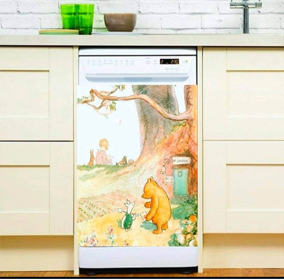 Winnie the Pooh Imán para Lavavajillas Envoltura Completa Calcomanía Arte Pooh & Piglet Foto 1 de 1