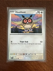 Hoothoot 114/142 Pokémon No Holo SV: Corona Estelar Escarlata y Violeta Casi Nuevo - Imagen 1 de 2