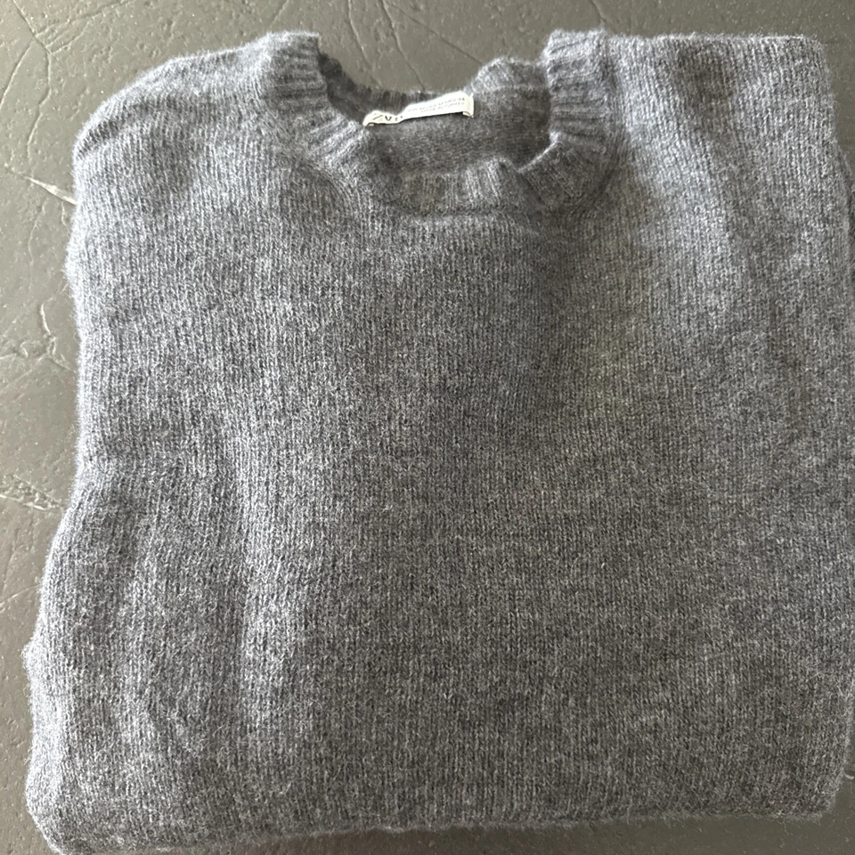 NUEVO Suéter Zara Para Hombre M Pullover Cuello Redondo Tejido Mezcla de Lana Negocios Informal ZZ11 Foto 1 de 4