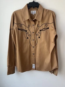 Nueva Camisa $125 Panhandle Delgada Marrón Tostado PearlSnap Mujer XLarge Bordada - Imagen 1 de 10