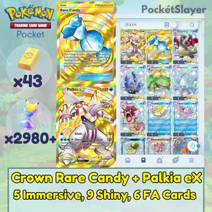 Pokemon TCG (Trading Card Game) Pocket 2 Crown Rare Candy + Palkia 2980+ Pack HG - Picture 1 of 15