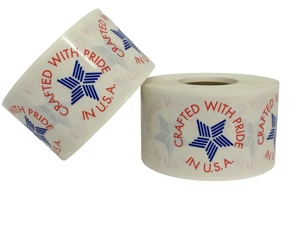 Crafted with Pride in U.S.A. 1.5" Labels America Flag Peel & Stick (2)RLS 500 EA - Picture 1 of 4