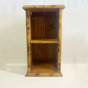Vintage Schildpatt Bambus Holz 2 Regal Box Rattan Seiten Aufbewahrung Organisation - Bild 1 von 11