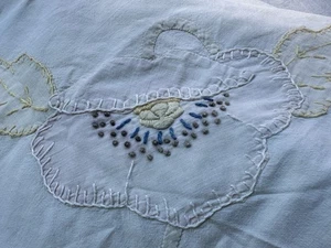 Vintage 76 "x 90" Tagesdecke mit schöner Applikation handbestickt Blumen - Bild 1 von 12