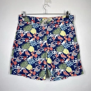 Nautica Board Shorts Mens L W36-38 Blue Multi Floral Tropical Fish Hawaiian Swim - Picture 1 of 13