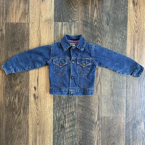 Giacca jeans vintage anni 80 bambino Osh Kosh B'gosh denim con bottoni fienile foderata in flanella - Foto 1 di 13