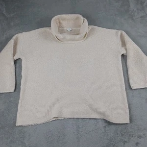 J Jill Sweater Womens 2X Beige Chunky Knit Turtleneck Pullover Cozy Soft Top - Picture 1 of 8