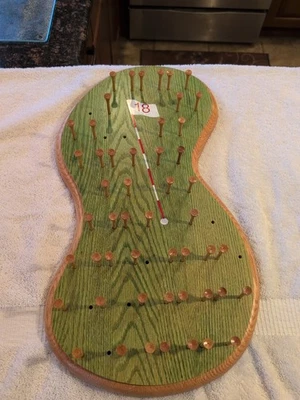 Rare Old Fashioned Peg Game Puzzle Golf Tee Fun Toy, Wood Board - Image 1 of 4