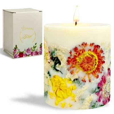 Botanical Scented Pillar Candle - Tropical Rare Flower Fragrance Candles Gift... - Image 1 of 4