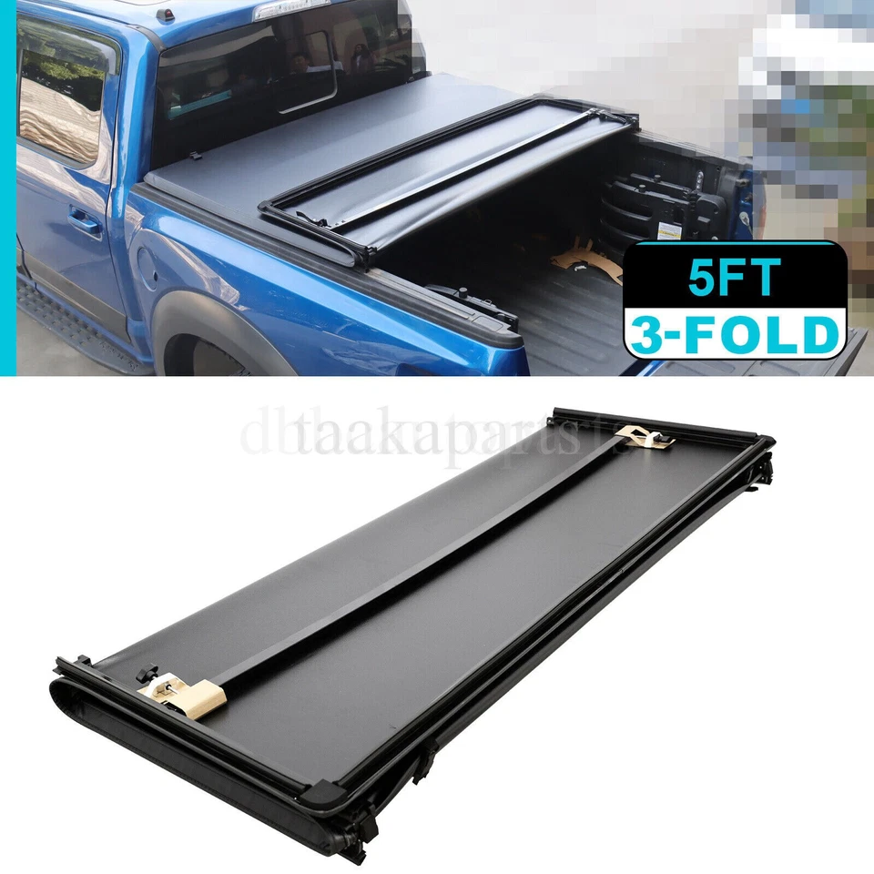 5ft Short Truck Bed 3 Fold Soft Tonneau Cover For 2005-2025 Nissan Frontier Foto 1 de 4