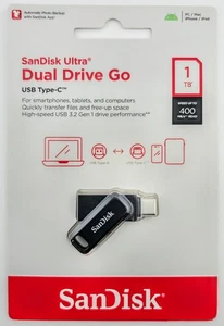 Unidad flash Sandisk 1 TB Dual Drive Go SuperSpeed + USB 3.2 (Gen 1) - negra - Imagen 1 de 4