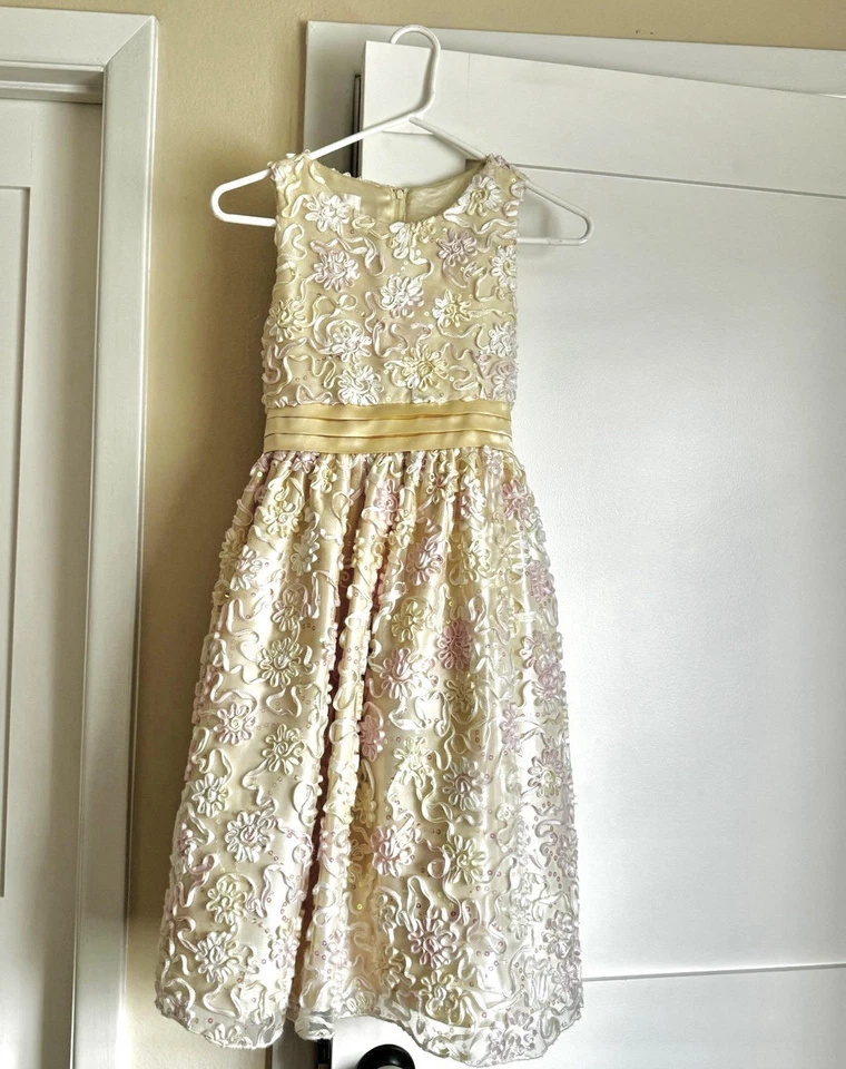 American Princess Girl’s Sleeveless Floral Print Party Dress Size 14 And Sweater - Image 1 of 4