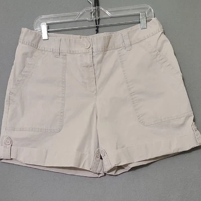 STYLE & CO Women's Casual Flat Front Khaki Tan Shorts - Size 12 - Image 1 of 4
