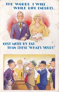 UK Comic Postcard Humoreque No 4550 "The Words I Will" While Life Endures...... - Picture 1 of 2