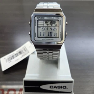 Casio A500WA-7DVEF Unisex Vintage Metal Watch Gold Black digital Original - Picture 1 of 11