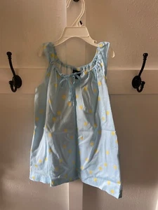 Oscar de la Renta Girls 4Y blue sleeveless dress with yellow polka dots, pockets - Picture 1 of 5