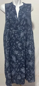 Rosemarine Italy Medium Dress Linen Blend Blue Tropical Tiered Loose New NWT - Picture 1 of 6
