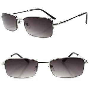 Semi Rimless Fashion Silver Mens Rectangle Tinted Lens 1.50 Reading Sun Glasses - Bild 1 von 4