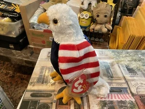 TY BEANIE BABY "SOAR" RED, WHITE & BLUE PLUSH EAGLE STARS & STRIPES 7/4/2001 VTG - Picture 1 of 6