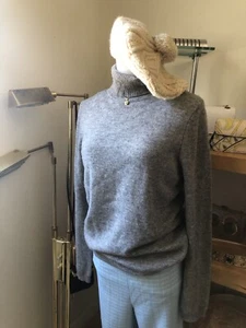 morgan taylor women's sweater size medium gray cashmere turtleneck pullover - Picture 1 of 6